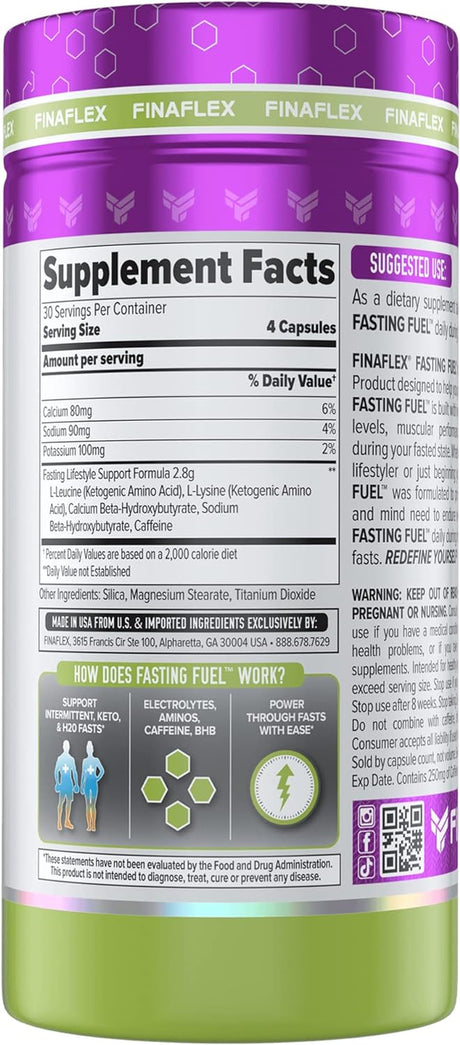 FINAFLEX Fasting Fuel+ - 120 Capsules - Supports Energy, Muscular Performance & Electrolyte Balance - for Keto, Water & Dry Fasts - 30 Servings