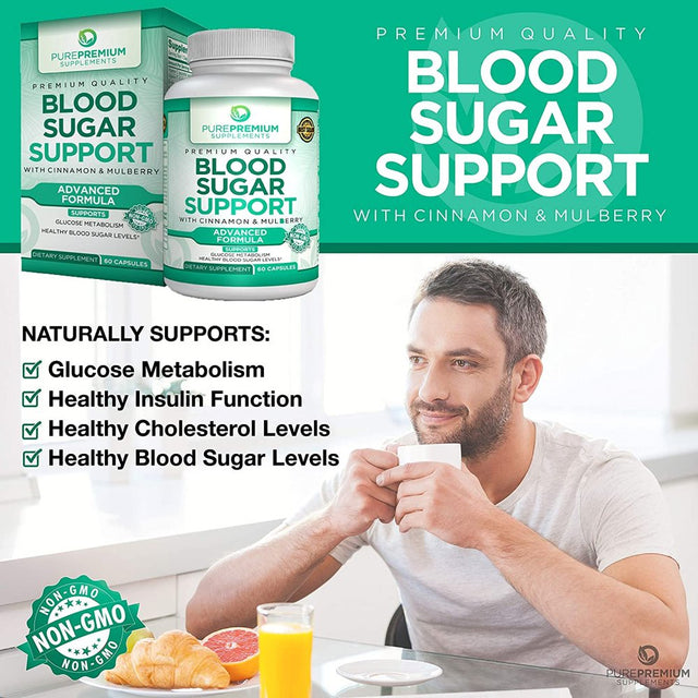 Blood Sugar Support by Purepremium Supplements- Advanced Formula - Non-Gmo - 60 Capsules