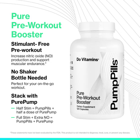 Do Vitamins - Pumppills Nitric Oxide Supplement - L Citrulline L Arginine Supplement - Stimulant Free Pre Workout Pills - Nitric Oxide Booster - Vegan, Paleo, Keto (120 Capsules)