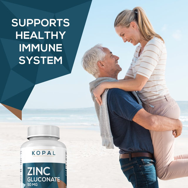 Kopal – 50Mg Zinc Gluconate – USA Made - Zinc Vitamin Supplements for Superior Immune Support, Recovery and Acne Defense – Gluten Free Non-Gmo Capsules