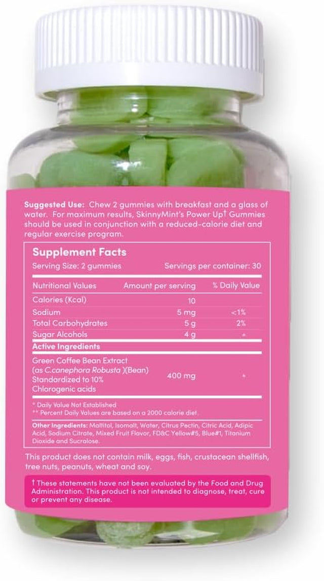 Skinny Mint Keto Vegan Gummies, Hunger Buster & Power up Gummies, Garcinia Cambogia & Green Coffee Beans Extract, Gluten Free,120 Count- New & Improved Formula