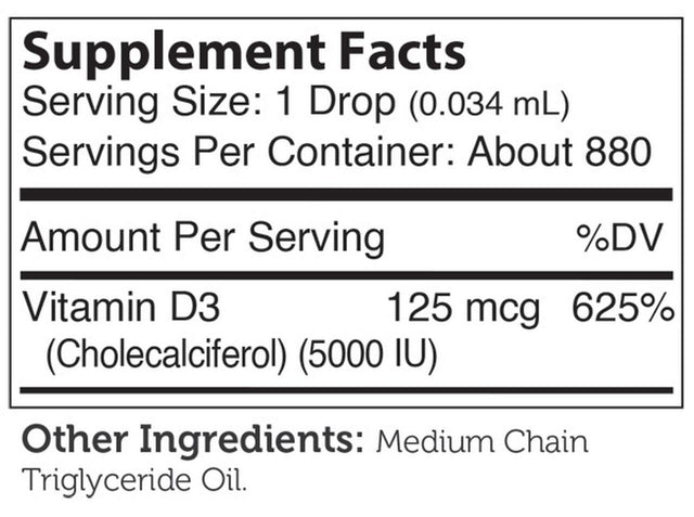 Vitamin D3, Advanced D3 Formula, 125 Mcg (5,000 IU), 1 Fl Oz (30 Ml), Zahler