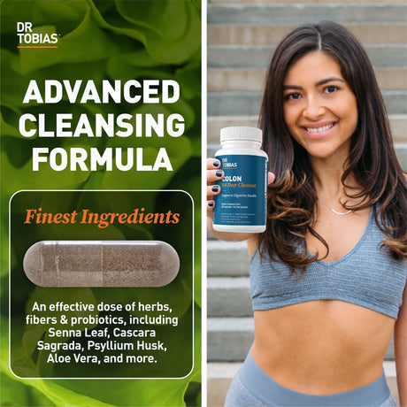 Dr. Tobias Colon 14 Day Cleanse, Advanced Gut Cleanse Detox for Women & Men with Cascara Sagrada, Psyllium Husk & Senna Leaf, Non-Gmo Colon Cleanse, 2 Bottles of 28 Capsules (1-2 Daily)