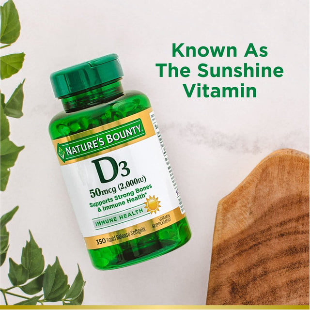 Nature’S Bounty Vitamin D3 2000 IU Softgels for Bone & Immune Support, 350 Ct