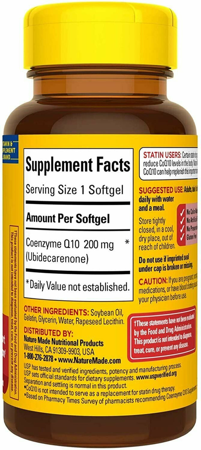 Nature Made Coq10 200 Mg Softgels, 40 Ct for Heart Health Packaging May Vary