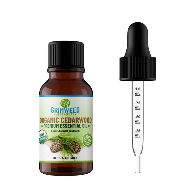 Organic Cedarwood Essential Oil (Texas Cedar) - USDA - 100% Pure Natural - Therapeutic Grade - Undiluted – Keep Skin Healthy - with Glass Dropper.