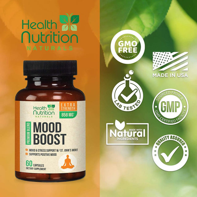 Life Nutrition Mood Boost Support for Stress & Anxiety Relief Capsules, 1100Mg, 60 Ct