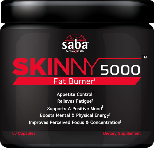 Saba Skinny 5000 -Fat Loss -Weight Loss-Appetite Control -Mild Jitter-Free Energy- Focus -60 Capsules