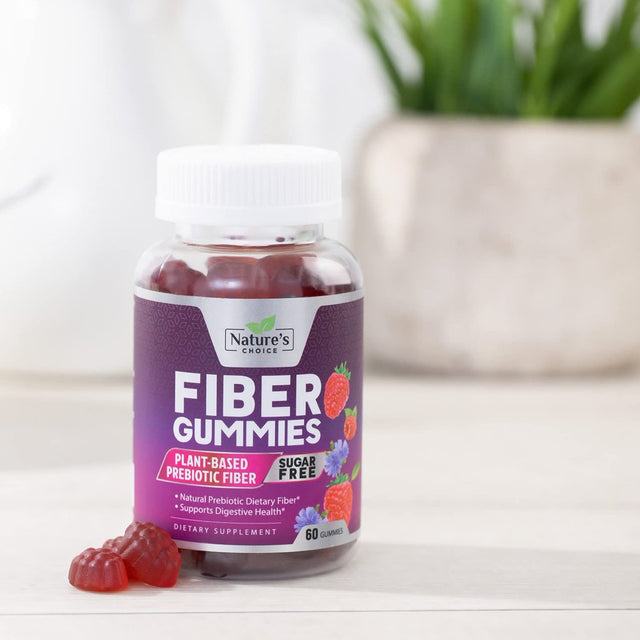 Sugar Free Fiber Gummies for Adults, Daily Prebiotic Fiber Supplement & Digestive Health Support - Supports Regularity & Digestive Health, Nature'S Plant Based, Non-Gmo, Berry Flavor - 60 Gummies