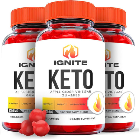 (3 Pack) Ignite Keto ACV Gummies - Apple Cider Vinegar Supplement for Weight Loss - Energy & Focus Boosting Dietary Supplements for Weight Management & Metabolism - Fat Burn - 180 Gummies