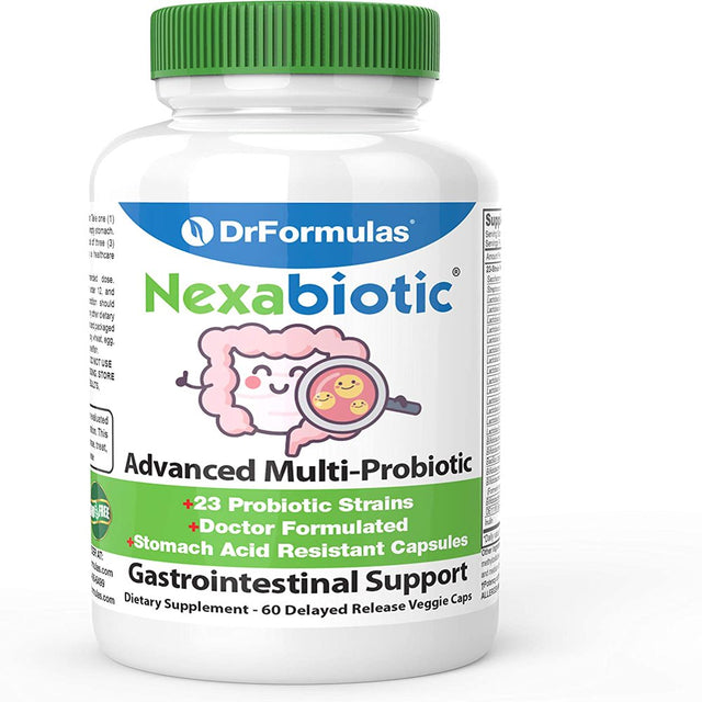 Drformulas' Best Probiotics for Women & Men , Nexabiotic Multi Probiotic with Saccharomyces Boulardii, Lactobacillus Acidophilus, B. Infantis, Prebiotic 60 Count Capsules (Not Pearls) Unflavored for Men and Women 60 Count (Pack of 1)