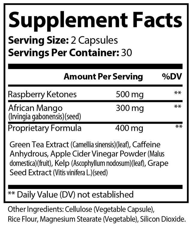 Pristine Foods Pure Raspberry Ketones Supplement 1200Mg - Ultra Weight Loss Pills, Appetite Suppressant, Boosts Energy & Metabolism - 60 Capsules