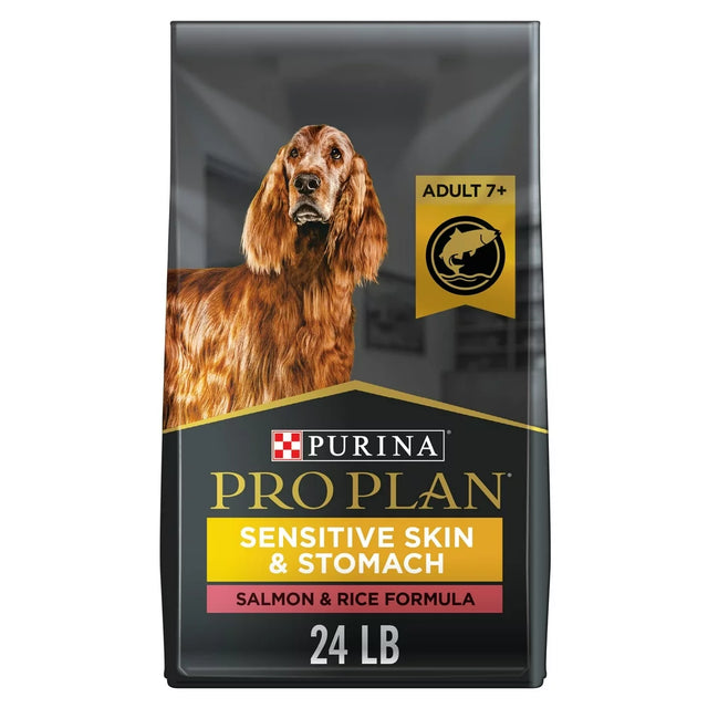 Purina Pro Plan High Protein Dry Dog Food for Senior Dogs Sensitive Skin & Stomach, Salmon & Rice, 24 Lb Bag