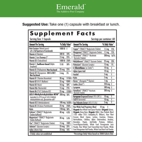 Emerald Labs Men'S 45+ 1-Daily Multi - Multivitamin with Coq10, Saw Palmetto and Lycopene to Support Heart Health, Energy Levels, Immune System, and Strong Bones - 60 Vegetable Capsules