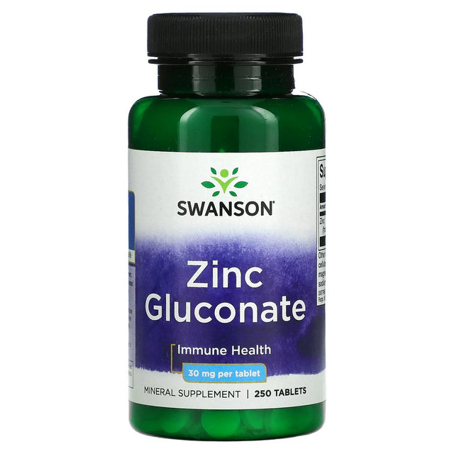 Swanson, Zinc Gluconate, 30 Mg, 250 Tablets