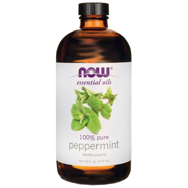 NOW Essential Oils, Peppermint Oil, Invigorating Aromatherapy Scent, Steam Distilled, 100% Pure, Vegan, Child Resistant Cap, 16-Ounce