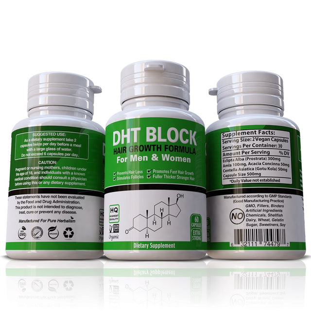 DHT Block Supplement for Men and Women - Promotes Hair Growth Prevents Loss - 60 Pills