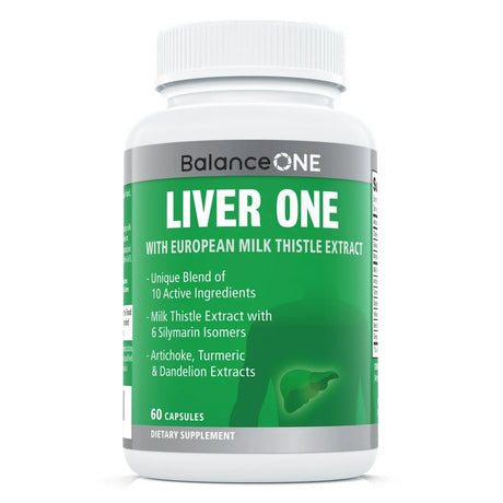 Liver One by Balance One Supplements - 10 Antioxidant Ingredients for Natural Liver Support - Milk Thistle, Molybdenum, Dandelion, Artichoke - Vegan, Non-Gmo - 30 Day Supply