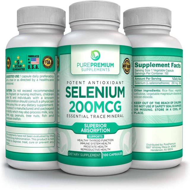 Selenium by Purepremium Supplements - Maximum Strength - Non-Gmo - 200Mcg, 100 Capsules