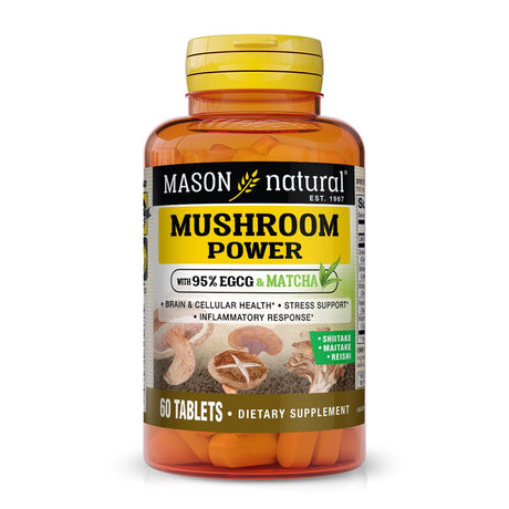 Mason Natural Mushroom Power - Stress Support and Healthy Inflammatory Response, 60 Plant Based Tablets