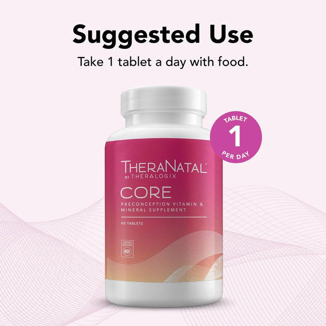 Theralogix Theranatal Core Preconception Prenatal Vitamin (90 Day Supply) | Prenatal Fertility Supplements for Women Trying to Conceive | NSF Certified