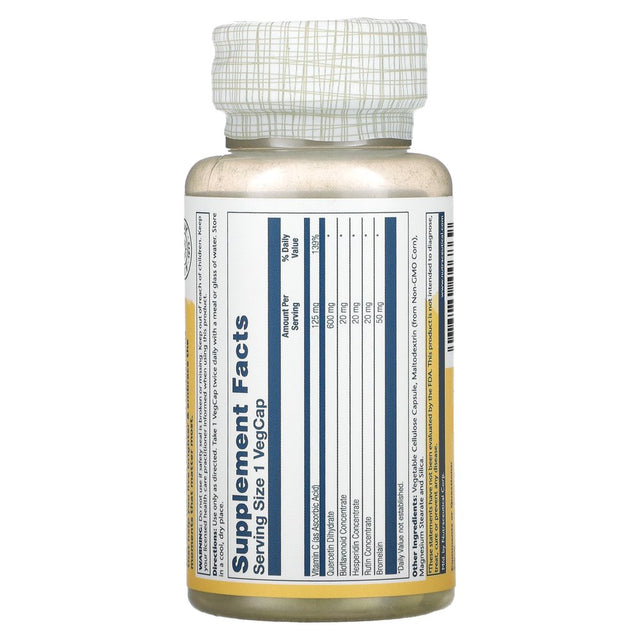 Solaray Mega Quercetin, Healthy Sinus & Immune Support & AMPK Activator, Rutin, Hesperidin & Bromelain, 60 Vegcaps