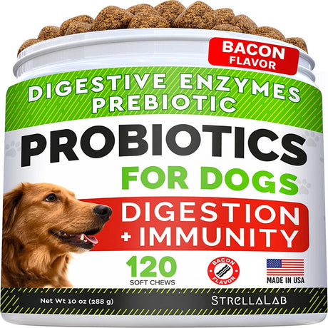 Strellalab Probiotics, for Dogs, Bacon, 120 Soft Chews, 10 Oz (288 G)