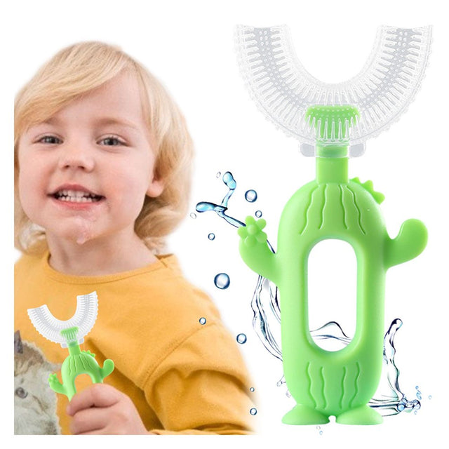 HSMQHJWE Baby Bottle Compatible with Machine U Shaped Toothbrush Kids Toddler Toddler Toothbrush with Food Grade Soft Silicone Brush Head 360° Kids Toothbrush Oral Tooth so Clean Compatible with Mach