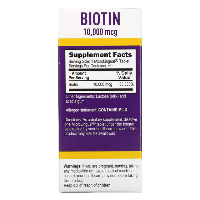 Superior Source Biotin 10000 Mcg under the Tongue Quick Dissolve Sublingual Tablets 60 Count, Supports Healthy Hair, Skin and Nail Growth, Helps Support Energy Metabolism, Non-Gmo