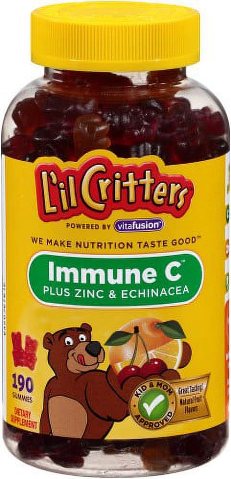 L'Il Critters Kids Immune C plus Zinc and Vitamin D, 190 Count (Pack of 2)