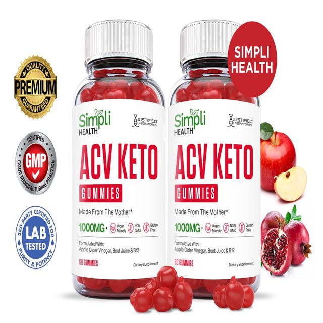 (2 Pack) Simpli Health Keto ACV Gummies 1000MG Dietary Supplement 120 Gummys