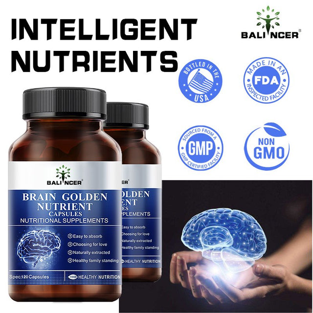 BALINCER Brain Tonic Enhances DHA Memory in the Brains of Students, Children, and Adolescents. Genuine Non Fish Oil 60/120 Capsules