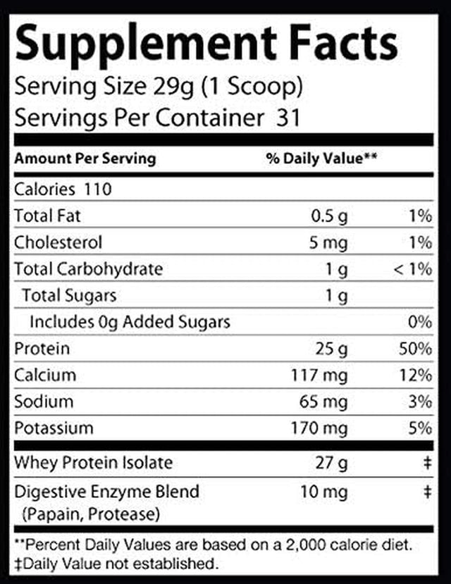 Whey Isolate Power Chocolate Milkshake, 25G of 100% Whey Protein per Serving to Build Lean Muscle- 31 Servings