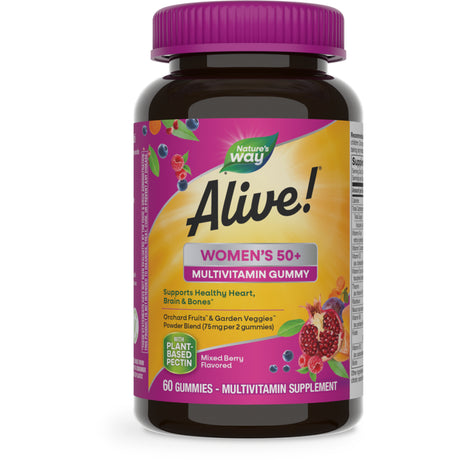 Nature'S Way Alive! Women'S 50+ Gummy Multivitamin, B-Vitamins, Mixed Berry Flavored, 60 Count