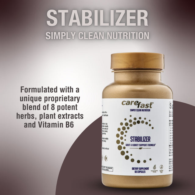 Carefast Stabilizer Advanced Uric Acid Kidney Support Formula Vitamin - Natural Herbal Detox Cleanse Flush - Chanca Piedra, Tart Cherry, Celery Seed Extract to Support Joint Health - 60 Vegan Capsules