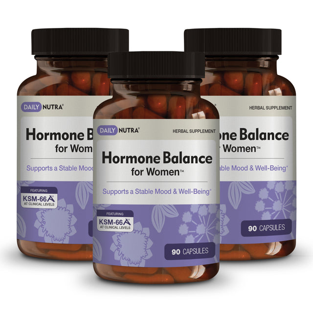 Hormone Balance for Women by Dailynutra - Natural Mood Supplement - PMS Relief and Menopause Support | Featuring Clinically Studied KSM-66 Ashwagandha (3-Pack)