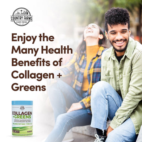 Country Farms Collagen + Greens Collagen Drink Mix, Unflavored, 10.6 Oz., 30 Servings