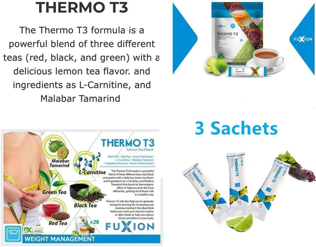 Fuxion Fast Acting Ketosis W. Exogenous Ketones Drink Thermo T3 Raspberry Lemon Tea Flavor,Thermogenic Boost before Excercise(3 Sachets)