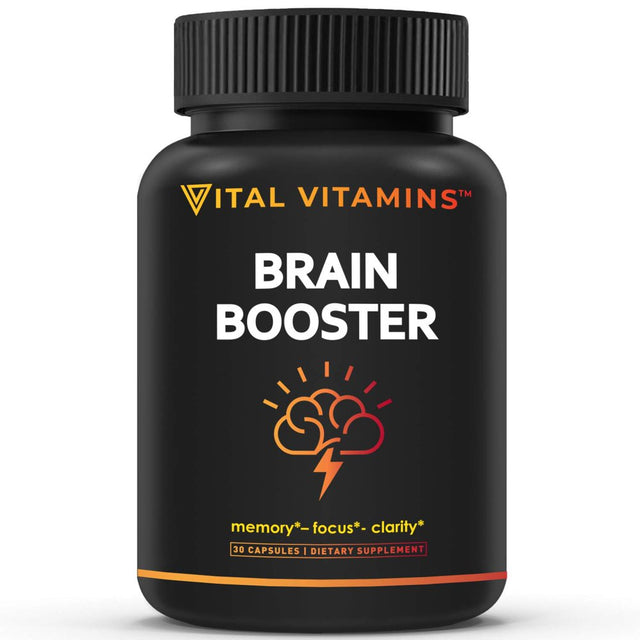 VITAL VITAMINS Brain Supplement Nootropics Booster - Enhance Focus & Mind, Boost Concentration, Improve Memory & Clarity for Men Women, Ginkgo Biloba,Dmae,Iq Neuro Energy, Vitamin B12 Bacopa Monnieri