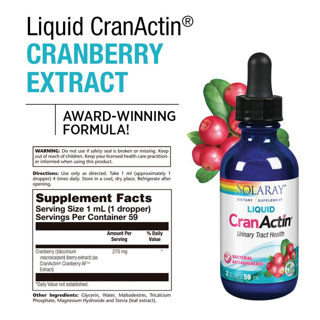 Solaray Liquid Cranactin Cranberry Extract | Healthy Urinary Tract Support | 59 Servings | 2 Oz