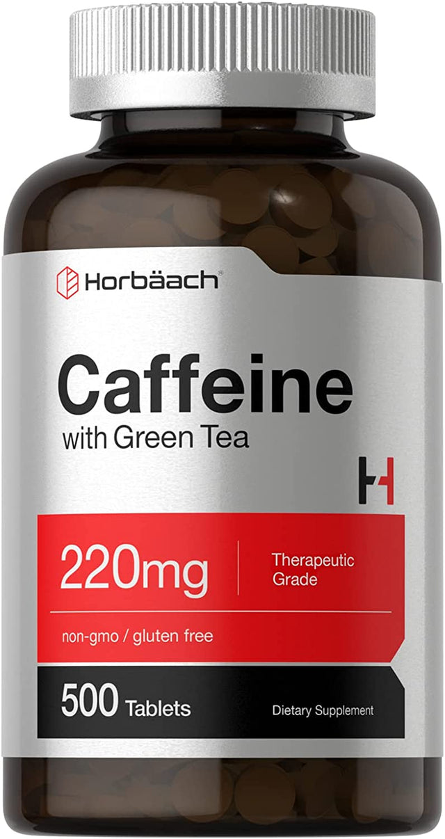 Caffeine Pills 200Mg with Green Tea | 500 Tablets | Vegetarian, Non-Gmo & Gluten Free | by Horbaach