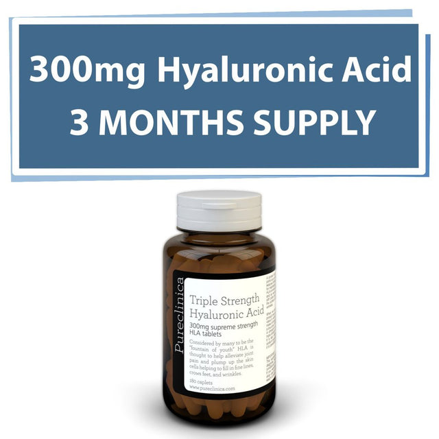 Hyaluronic Acid 300Mg X 180 Tablets (3 Months Supply). Triple Strength Hyaluronic Acid. 300% Stronger than Any Other HLA Tablet