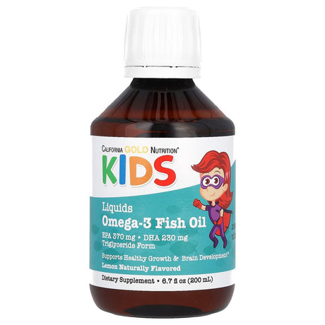 California Gold Nutrition Norwegian Kids Omega-3 Fish Oil, Natural Lemon Flavor, 6.7 Fl Oz. (200 Ml)