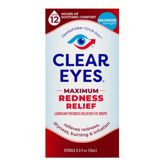 Clear Eyes Maximum Redness Eye Relief Lubricant Eye Drops, 0.5 Fl Oz