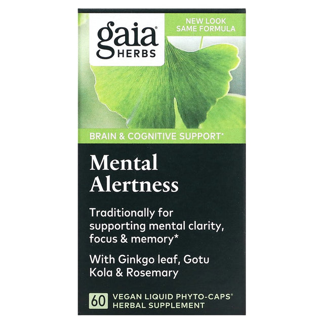 Gaia Herbs, Mental Alertness, 60 Vegan Liquid Phyto-Caps