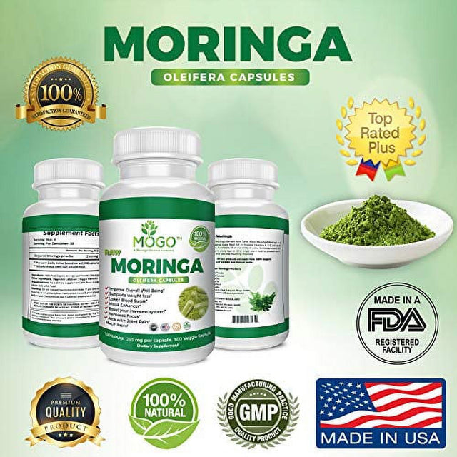 180 Organic Moringa Leaf Powder Capsules -Max 2100Mg per Serving.Immune,Energy Booster,Multivitamin,Boost Metabolism,Natural Weight Loss,Antioxidant Rich Superfood Supplement -MOGO?