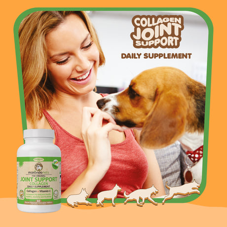 Joint Support Supplement for Dogs and Cats-Bacon Flavor Chewables with Collagen Concentrate and Vitamin C to Help Increase Joints Health, Mobility, Elasticity and Flexibility - 60 Flavored Tablets