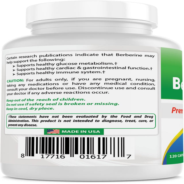 Best Naturals Berberine 500Mg 120 Capsules | Supports Immune Function, Cardiovascular & Gastrointestinal Function