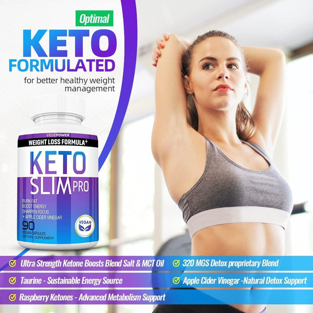 Keto Diet Pills plus Apple Cider Vinegar - Exogenous Ketones Supplement for Women Men - Utilize Fat for Energy with Ketosis Boost Energy & Focus, Manage Cravings, Metabolism Support -180Caps