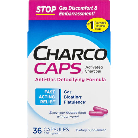 Charcocaps Activated Charcoal Capsules - 36 Capsules